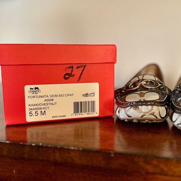 Coach Fortunata Signature Canvas Loafers with Patent Leather Brown Trim Women’s - Picture 7 of 8